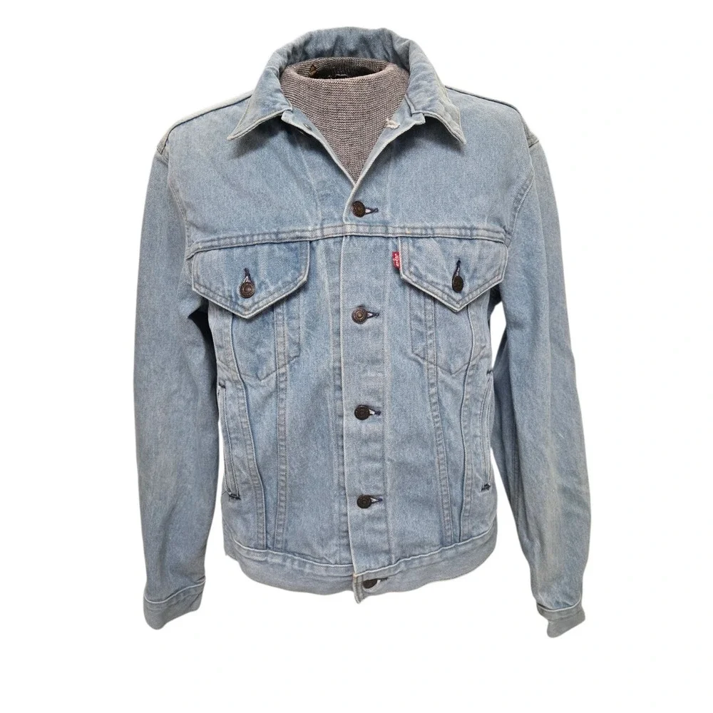 Vtg 1984 Levi's Denim Trucker Jacket Men's L (42R) Light Wash 70506-0211 USA VGC